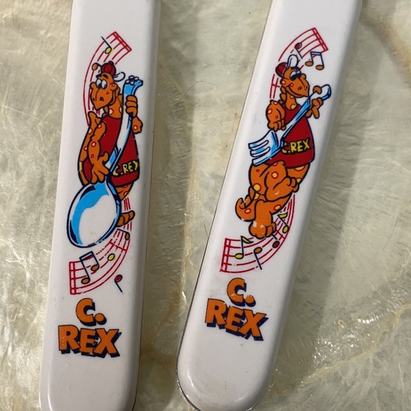 Rare Vintage 1987 Kraft Macaroni & Cheese Cheesasaurus Rex! 2 Forks 2 Spoons ! - Picture 6 of 11